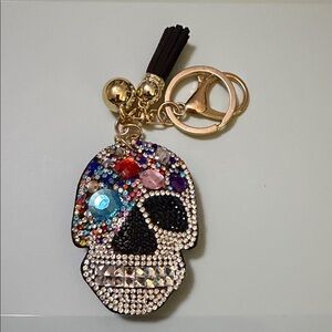 Crystal Skull Keychain Bag Charm - Multicolor